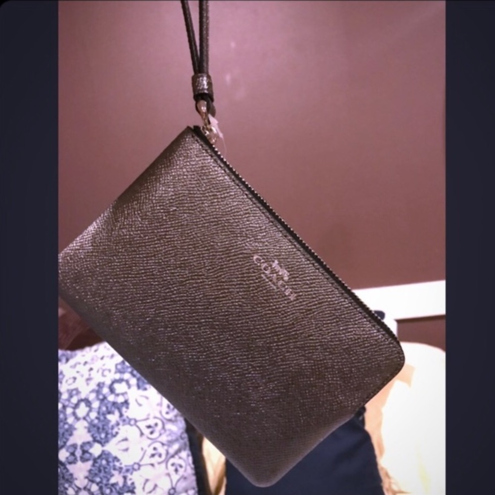 Brand New Gunmetal Coach Wristlet